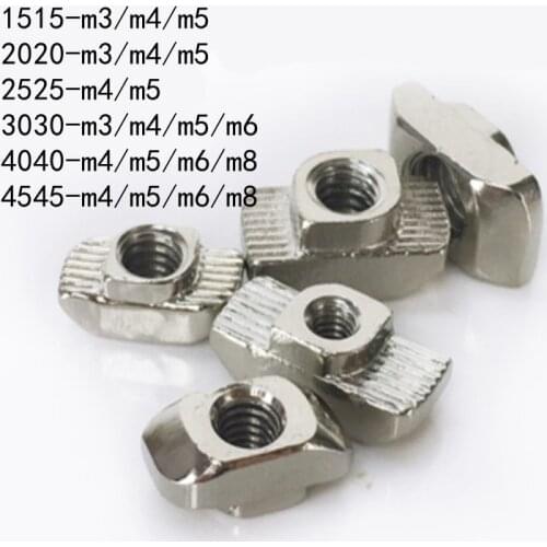 10-100PCS T nut Hammer Head Nut M3/M4/M5/M6/M8 Connector Nickel Plated for 20/30/40/45 Series Aluminium Profile Accessories