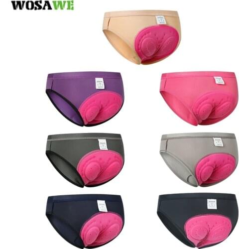 WOSAWE Womens Cycling Underpants 7 Colors Gel 3D Padded Bike Riding Underwear Training Triangle Shorts Breathable Underwear