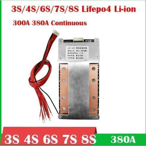 3S 4S 6S 7S 8S Continuous current 300A 350A 380A Lifepo4 Li-ion Lithium Battery Protection Board 12V 24V BMS cell Packs Lipo