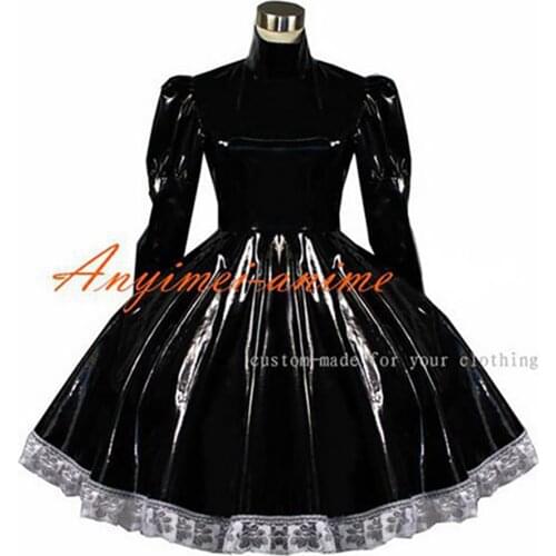 Sissy Maid Gothic Lolita Punk Black Pvc Dress Cosplay Costume Tailor-made[G399]