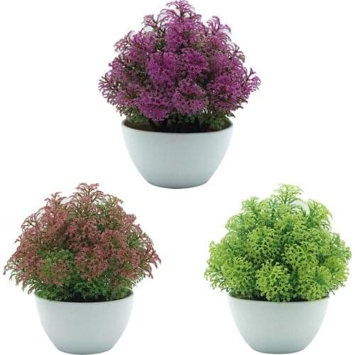 1Pc Plastic Potted Artificial Plant Bonsai Home Garden Desktop Ornament Decor Artificial Plant Bonsai Fake Plants Artificial Gra