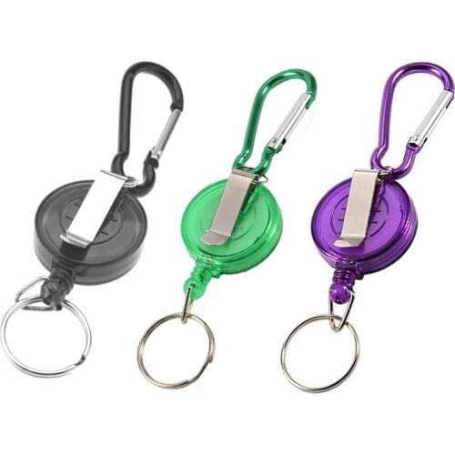 1pc Retractable Pull Badge Reel with Belt Buckle Clamp Key Ring ABS Plastic ID Card Clamp Lanyard Name Tag Staff Work Card Clip