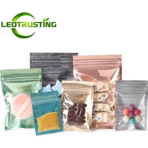 Leotrusting Small One Side Clear Translucent Aluminum Foil Zip Lock Bags Flat Bottom Herbal Powder Tea Coffee Sample Bags