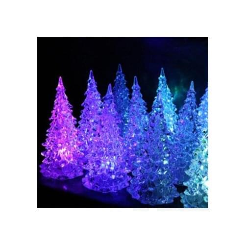 13CM Acrylic Christmas tree children luminous toys LED colorful crystal flash toys