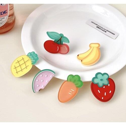 2 Pcs/Set Children Cute Cartoon Fresh Fruit Ornament Hair Clips Baby Girl Lovely Acrylic Barrettes Hairpins Kid Hair Accessories