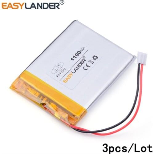 3pcs/Lot XHR-2P 2.54 484550 1100mAh 3.7v lithium Li ion polymer rechargeable battery battery For GPS DVR MP4 MP5 Speaker E-book