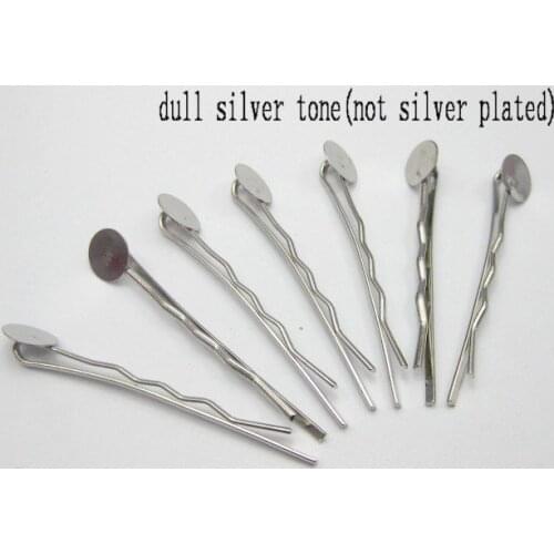 50 Silver-plate Tone Metal Bobby Hair Pin Clip with Pad