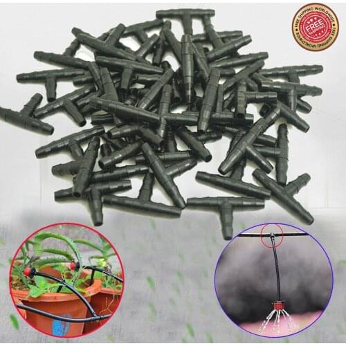 50x Garden Agricultural Irrigation 1/4" Barbed Drip Bulk Tee Connector Fittings