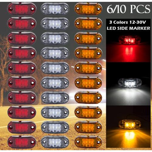 6/10PCS Warning Light 2 Led Side Marker Diode Light Tail Lamp Trailer Car Truck Lorry 12V 24V Accessories Orange White Red