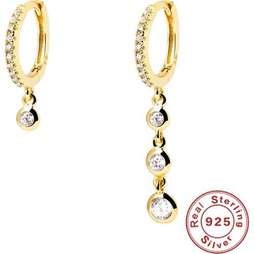 GS Fine Earrings Genuine 925 Sterling Silver Hoops Earring For Woman Lover Engagement Luxury Sparkling Bling CZ Pendientes