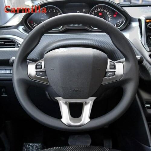Car Steering Wheel Stickers for Peugeot 208 2015 2016 2017 2018 Steering Wheel Decorative Cap Sticker Trim Car Accessories