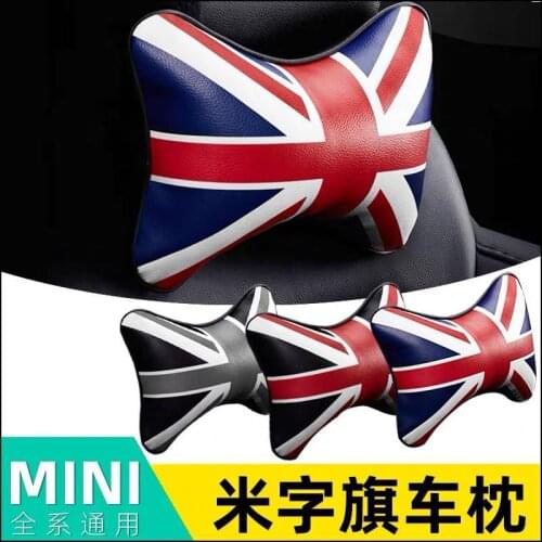 Car Neck Pillow For BMW MINI Cooper PU Leather headrest fit for universal car Neck Rest Cushion Pad Auto Accessories
