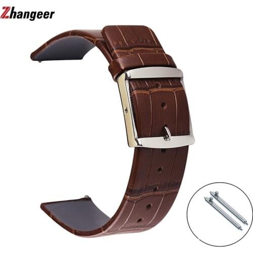 Bamboo Pattern Genuine Leather Watchband Wristwatch Straps 14mm/16mm/18mm/20mm/22mm/24mm Band With Tools Watch Accessories