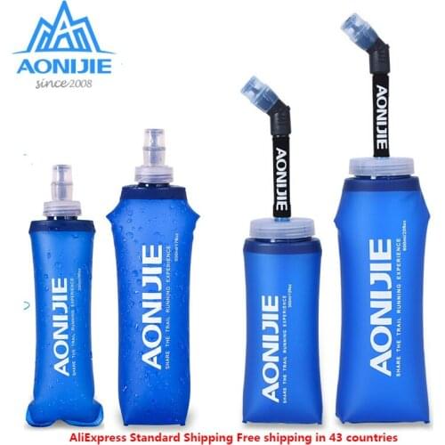 AONIJIE Foldable Silicone Soft Flask Water Bottle Outdoors Traveling Sport Running Kettle Hydration Pack Bag Vest 250ML- 600ML