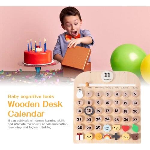 Montessori Wooden Desk Calendar Reusable Learning Teaching Aids Educational For Children Primary School Clever Board Kids Toys