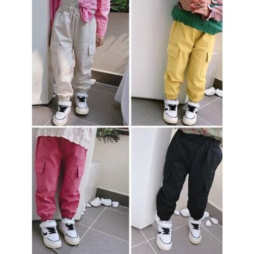 3 4 5 6 7 Years Kids Pants Casual Elastic Waist Harem Pants Autumn Big Pocket Toddler Girls Pants Boys Sweatpants High Quality