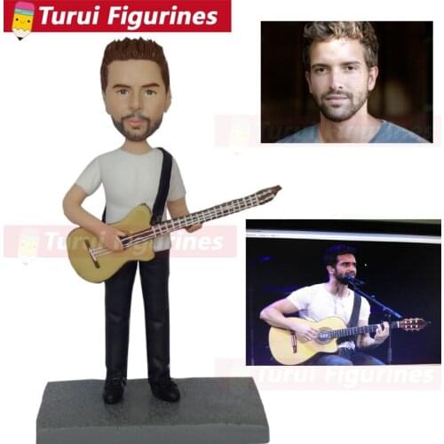 Men play guitar bass palyer cute funny figurines designed by Turui Figurines from china clay figurines suppliers mens mini statu