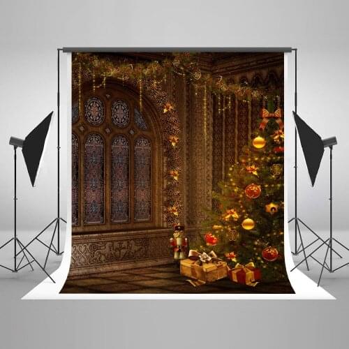 VinylBDS 5x7ft(1.5x2.2m) Christmas Photo Backdrop The Christmas Tree Gift Hall Studio Background
