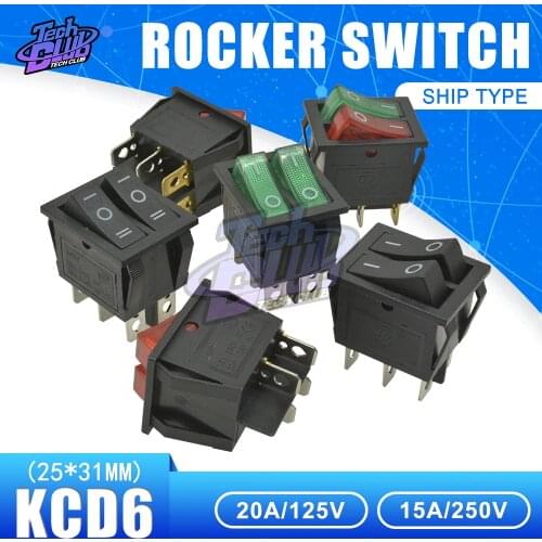 KCD6 Dual Rocker Switch ON-OFF 2 3 Position 6 4 pin 6Pin 4pin Electrical equipment Double Light Power Switch AC 15A/250V