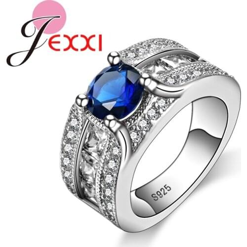 Royal Blue Rings 925 Sterling Silver Elegant Rings For Women Fashion Wedding Engagement Bridal Fashion Jewelry