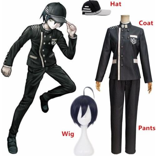 New Danganronpa V3 Cosplay Saihara Shuichi Cosplay Costume Anime Game School Uniform Suit Outfit Coat + Pants + Hat + Wig