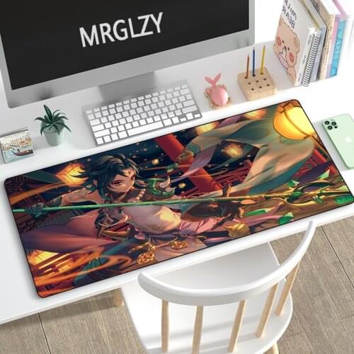 MRGLZY Drop Shipping Genshin Impact XIAO Mouse Pad Gamer XL Large Anime DeskMat Computer Gaming Peripheral Accessories MousePad
