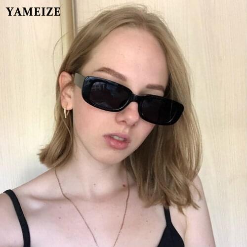 YAMEIZE 2020 Square Rectangle Sunglasses Women Vintage Sun Glasses For Men Luxury Brand Street Shot Retro gafas de sol UV400