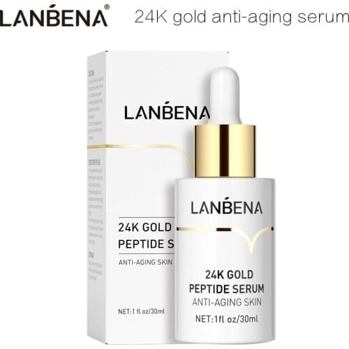 LANNENA 24k Gold Peptide Serum Anti Aging Bright Facial Cream Nourish Moisturize Minimize Fine Lines Wrinkle Korea Skin Care30ml