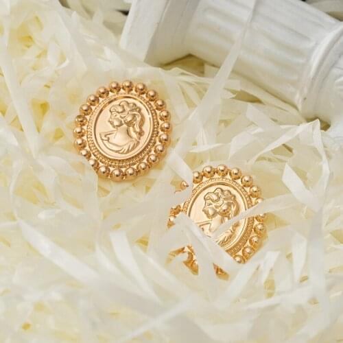 Fashion Earrings For Women Gold Colour Vintage Portrait Geometric Earrings Hanging Dangle Big Earring 2021 New Tend Jewelry Gift