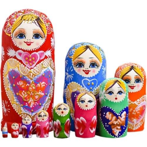 2020 New Drop Shop. 10 Layers/Set Matryoshka Wooden Russian Nesting Doll Children Christmas Gifts