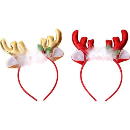2Pcs/Set Creative Christmas Headband Cute Antler Decor Hair Hoop Party Dress Up Hair Accessories For Christmas Unisex