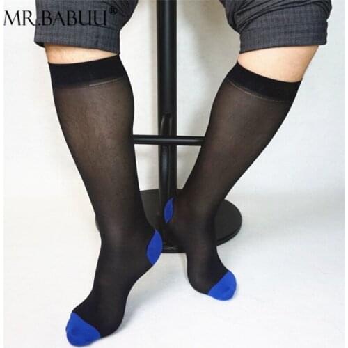 Mid-length tube solid color with heel blue toe European and American business suits Japanese mens stockings TNT