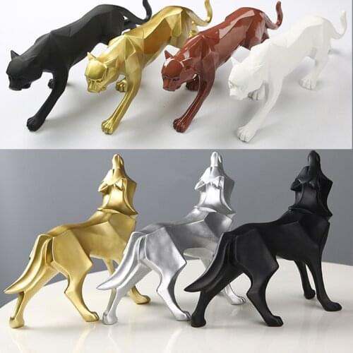 OlivesH Sculpture Leopard Wolf Dog Ornaments Statue Ornament Resin Furnishing Home Decoration Accessories Modern Craft escultura