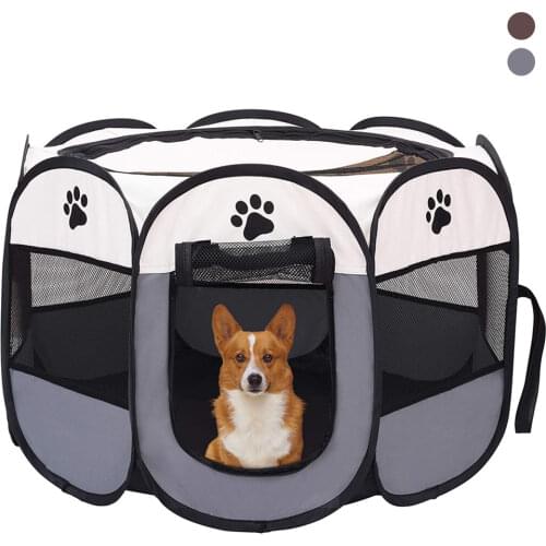 Portable Pet Tent House Folding Cat Playpen Fence Octagonal Cage Dog Tent Kennel Rabbit Puppy Kitten House Outdoor Big Dogs Cage