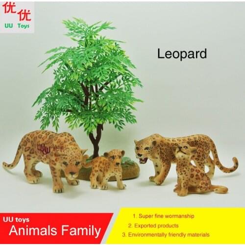 Hot toys: 4 Leopard(Panthera pardus) family pack Simulation model Animals kids toys children Action Figures Action Figures