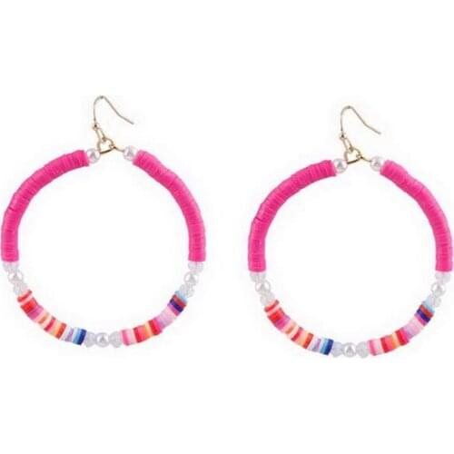 Multi Color Polymer Beads Colorful Soft Ceramic Acrylic Pearl Dangle Drop Earrings for Women Hoop Earrings Jewelry Wholesale