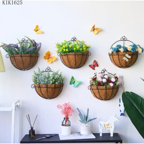Modern Metal Wall Hanging Metal Vase Flower Pot Pendant Seaweed Basket Flower Pot Background Wall Flower Basket Home Decoration