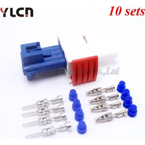 High Quality 144998-5 Brand 10 Sets Kits 4Pin Way Auto Waterproof Oxygen Sensor Electric Connectors Femal Male Blue Set