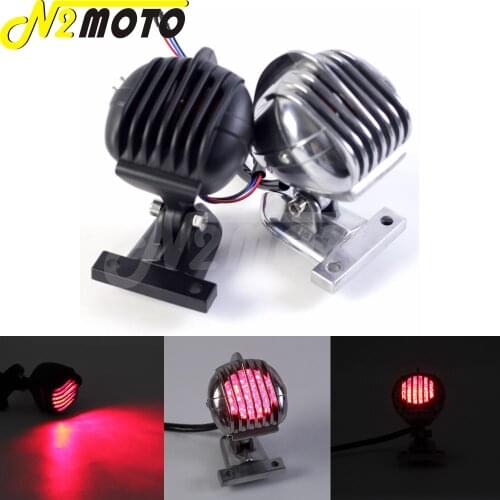 Black/Chrome Taillight Brake Stop Rear Lamp Motorcycle LED Tail Light For Harley Chopper Cafe Racer Bobber Sportster Road King