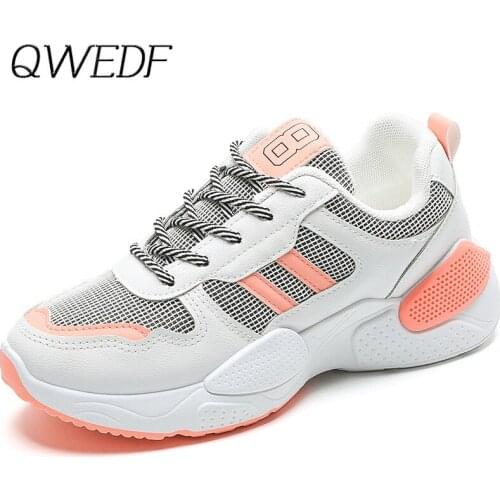 QWEDF 2019 Womens Chunky Sneakers Fashion Women Platform Shoes Lace Up Vulcanize Shoes Womens Female Trainers Shoes Z4-07