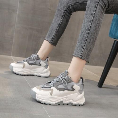 2021 Women Sneakers Spring Comfortable Chunky Outdoor Casual Fashion All-Match Platform Lace-Up Shoes Female