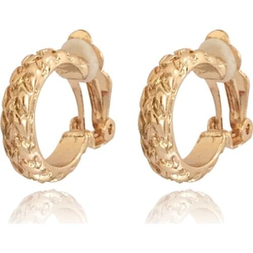 Fashion Punk Rock Clip On Earrings Without Piercing For Women Girls Geometric Round Metal Statement Vintage