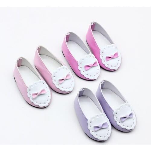 1Pair Mini PU Shoes with Flowers for 16-Inch Salon Dolls and 1/4 BJD Dolls Toys Shoes Accessories 6.5*3 cm