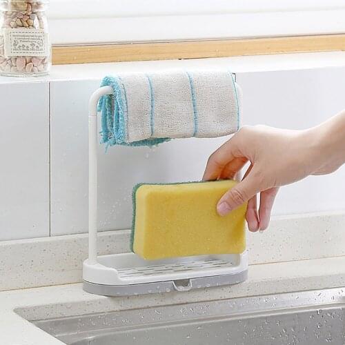 1PC Plastic Detachable Bar Towel Drying Rack Kitchen Plastic Wash Clothe Holder with Sponge Tray 19.5 x 17cm 2 Colors 10100B