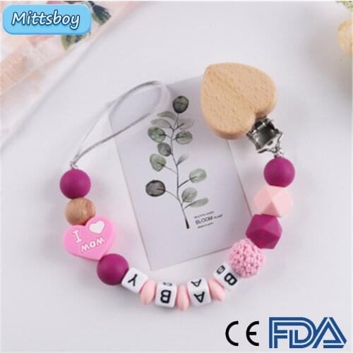 Hot 1Pcs Silicone Baby Pacifier Custom Personalised Name Silicone Pacifier Silicone Love Crochet Parent Child Interaction Bead