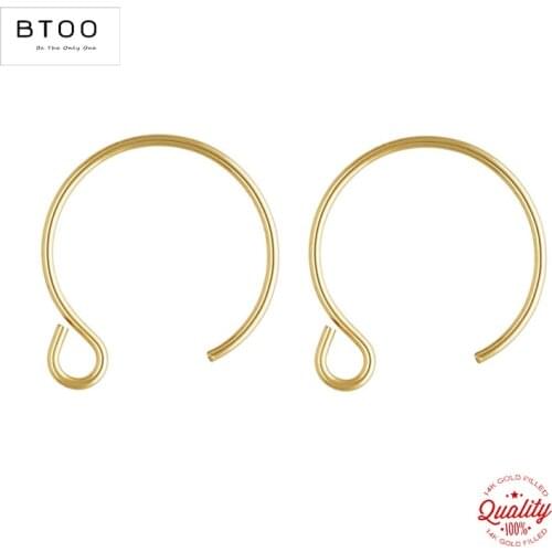 100% 14K Gold Filled 13.0mm Circle Ear Wire (0.64mm) Gold Ear Wire for Jewelry Making Earrings Accessories Clasps for Jewelry