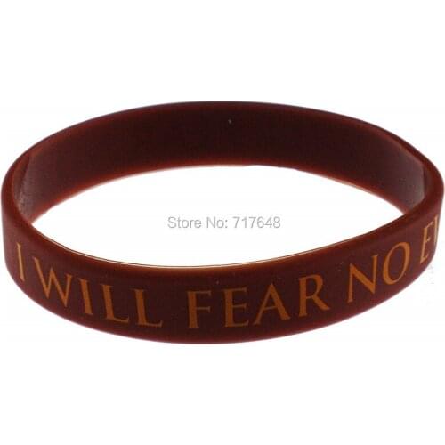 100pcs Motivational Motto I Will Fear No Evil wristband silicone bracelets free shipping by epacket A
