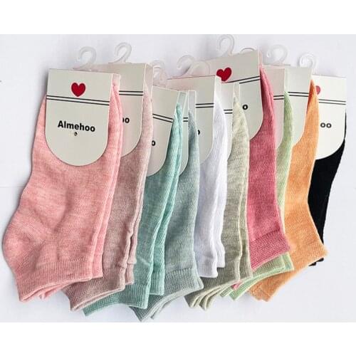 5 Pairs Solid Color Korean Style Women Socks Set Low Girl Short Ankle Socks Cool Streetwear Thin Casual Femme Socken Vrouwen