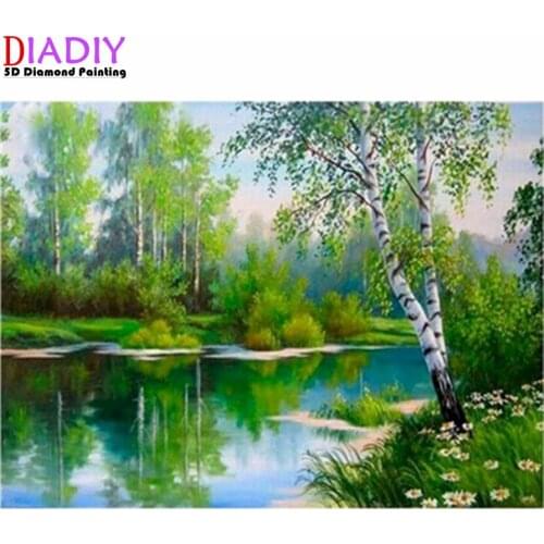 5D Diamond Painting Sea Full Round Diamond Mosaic Landscape Diamond Embroidery Sale Spring Scenery Hobbies Crafts