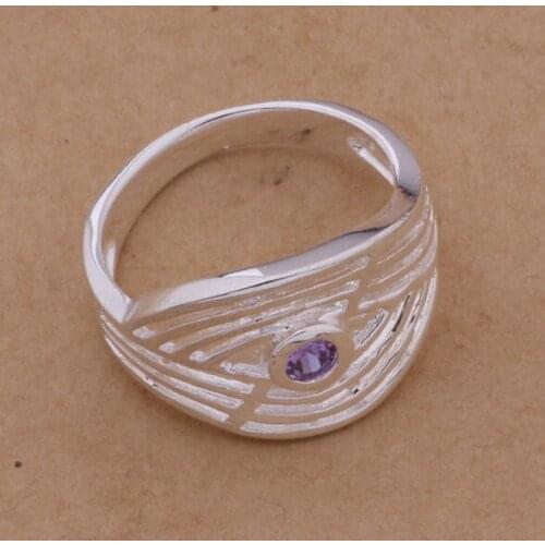 AR168 Fashion Jewelry Silver Color Gifts Popular Rings For Women Multi-thread Inlaid Purple Stone /aieaizla Aywajqda